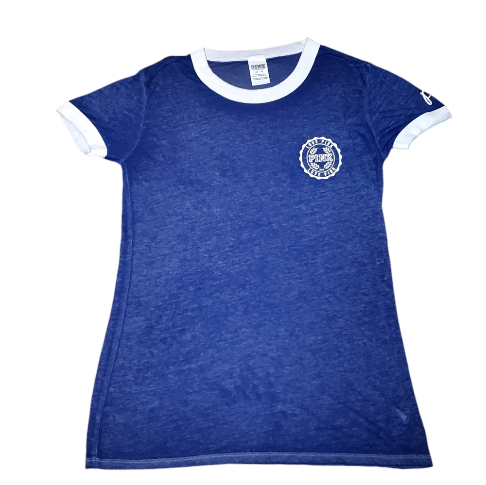 PINK Navy White Graphic Tshirt size XS